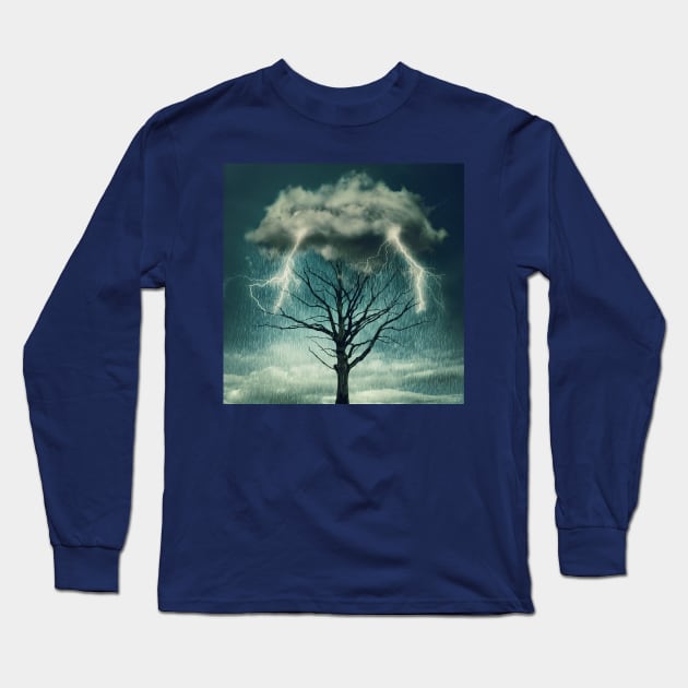 tree above storm Long Sleeve T-Shirt by psychoshadow